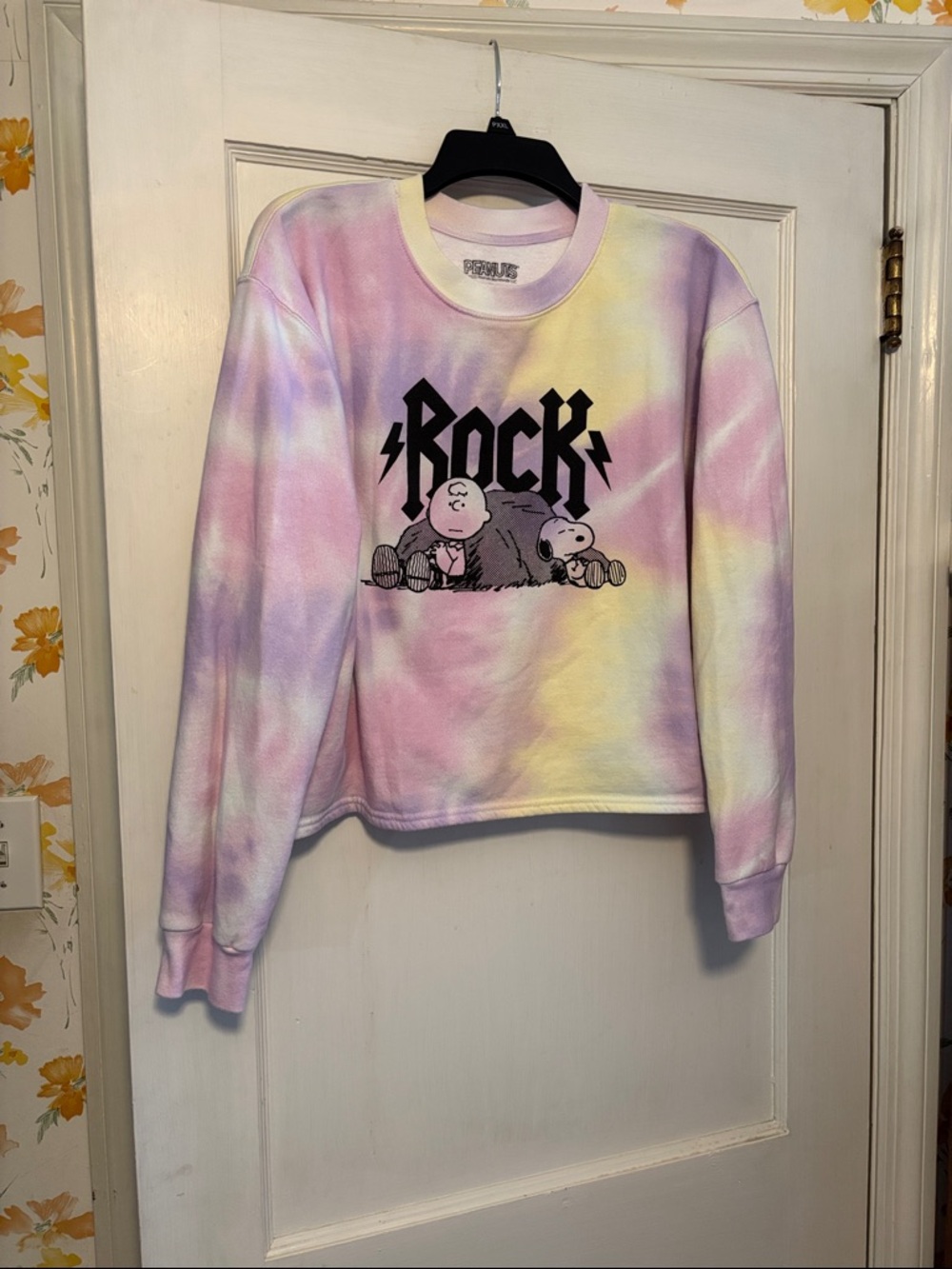 Rock Peanuts Tie-Dye Crewneck Sweatshirt - Pastel Pink, Purple, Yellow